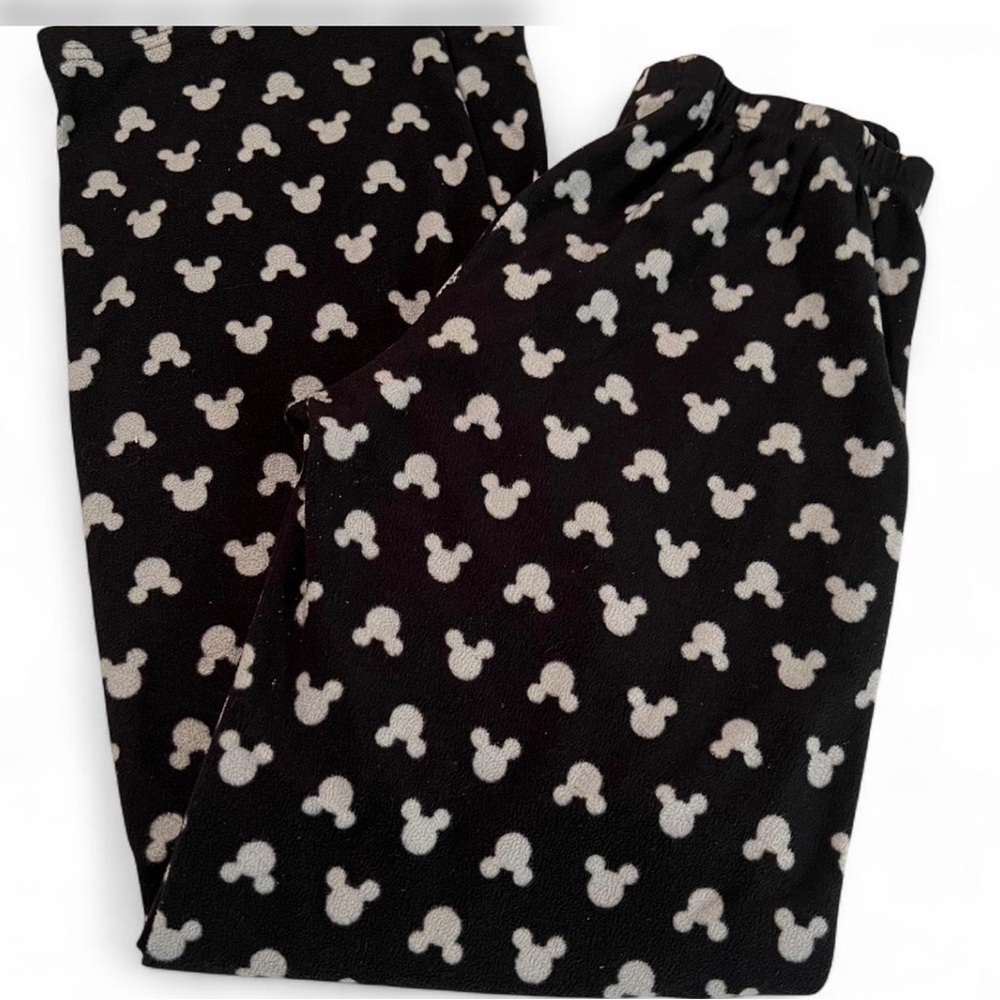 Disney Black Lounge Pants with White Mickey Head Print
